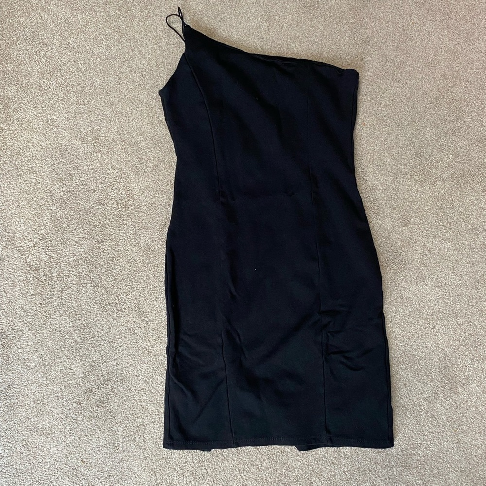 Better Be Black One Shoulder Bodycon Mini Dress Size S - Picture 2 of 3